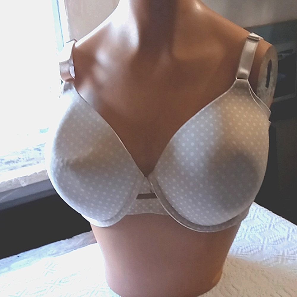 Warner's cream/tan White Polka Dot Bra